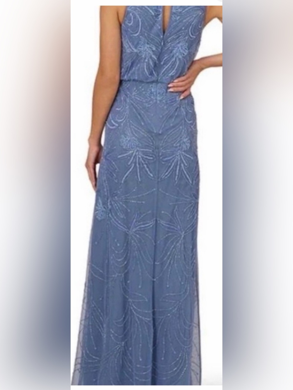 Adrianna Papell Dusty Blue Beaded Maxi Dress - Picture 2 of 9